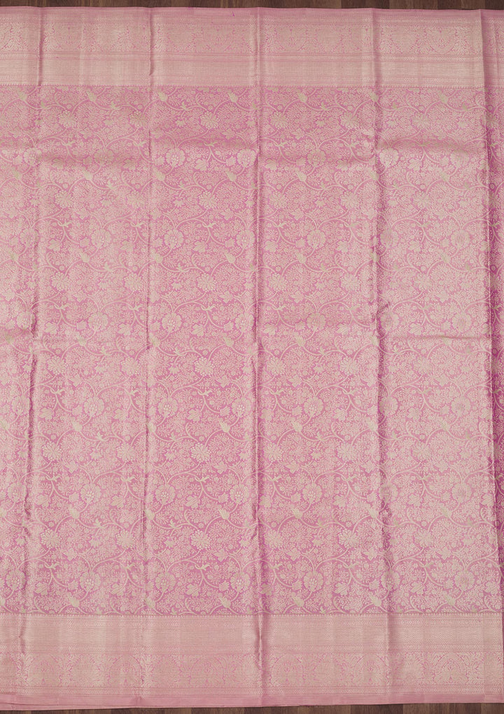 Peach Zariwork Pure Silk Saree