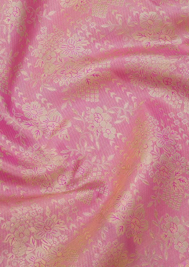 Peach Zariwork Pure Silk Saree