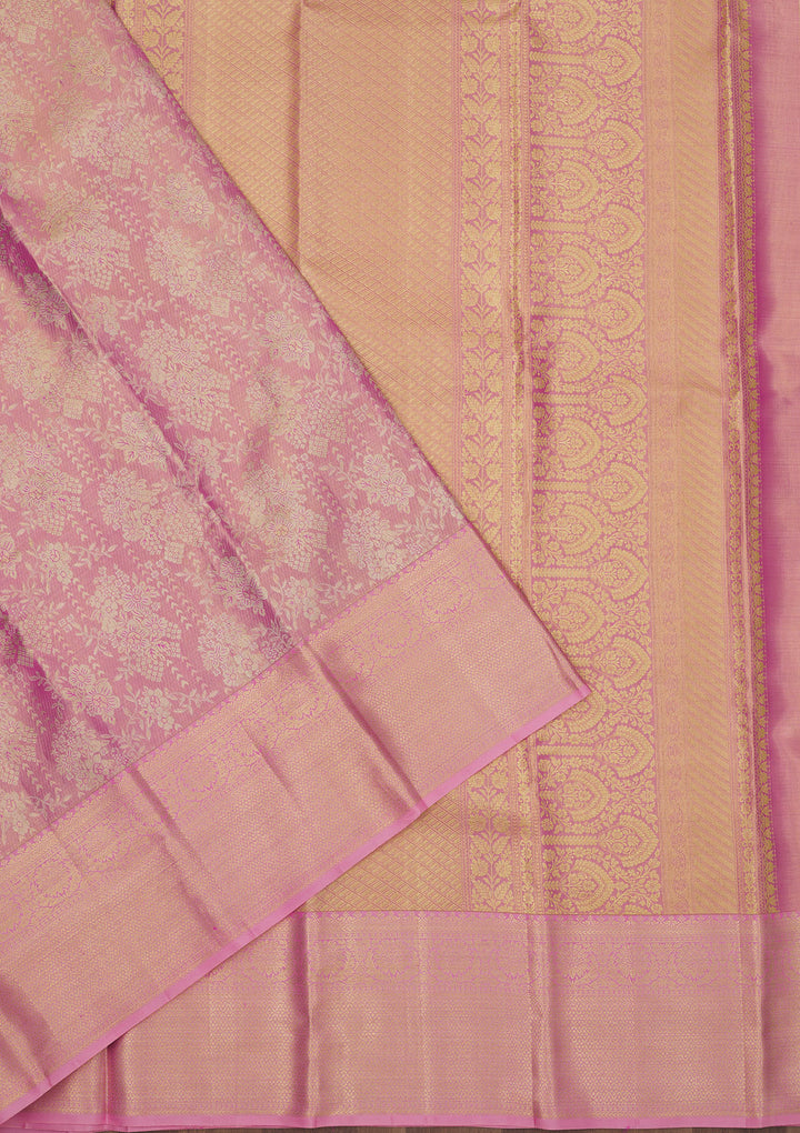 Peach Zariwork Pure Silk Saree