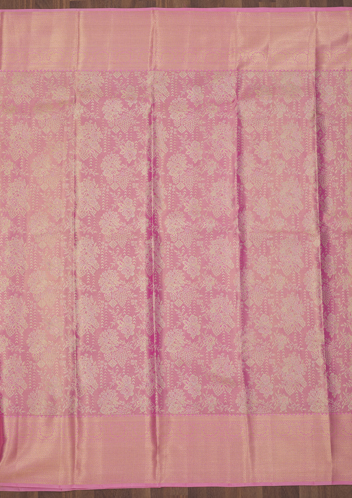 Peach Zariwork Pure Silk Saree