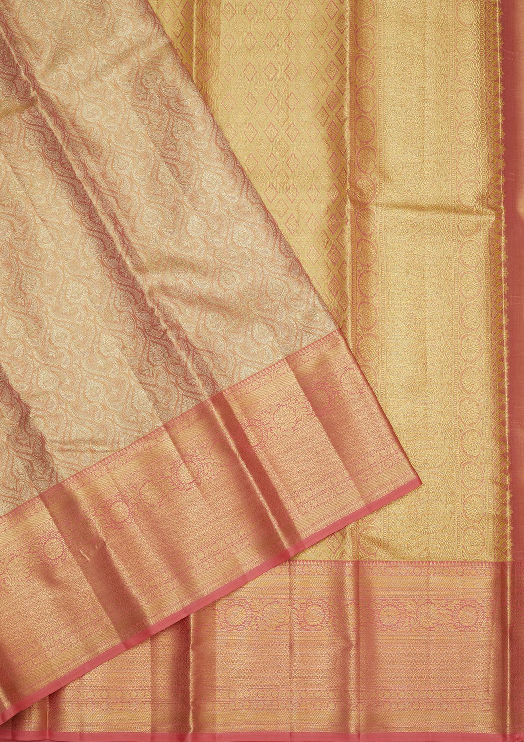 Peach Zariwork Pure Silk Saree
