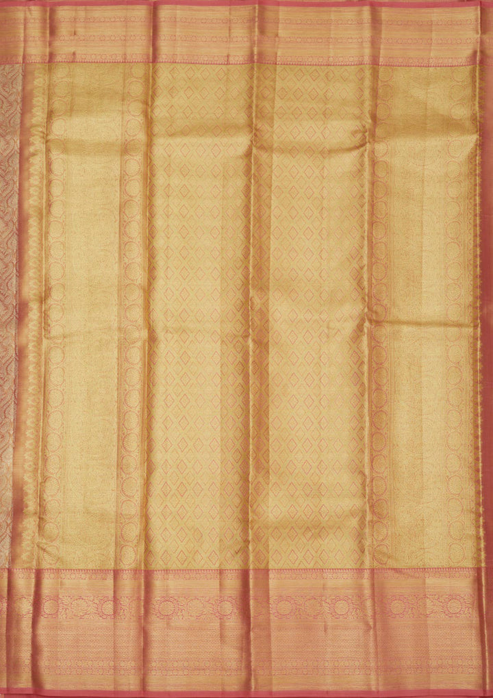 Peach Zariwork Pure Silk Saree