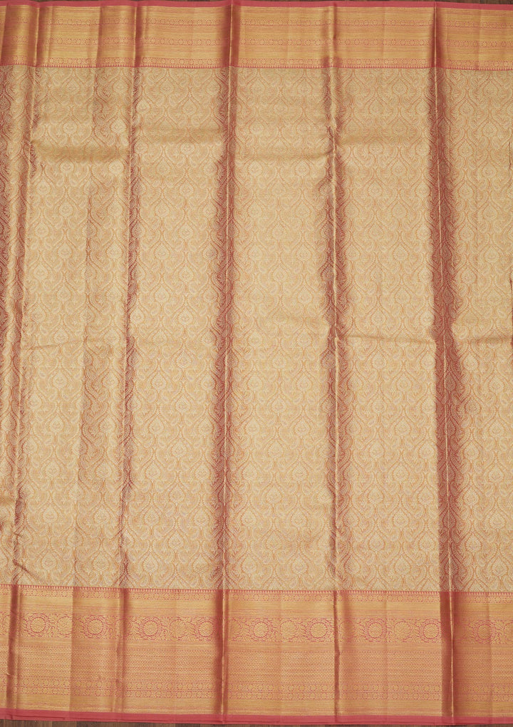 Peach Zariwork Pure Silk Saree