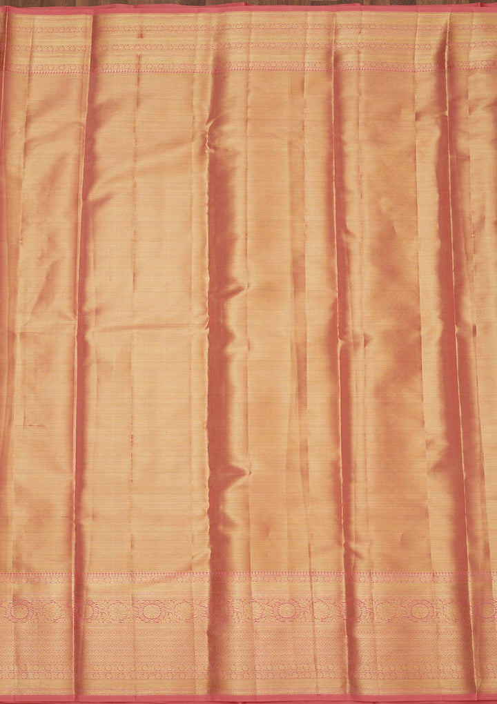 Peach Zariwork Pure Silk Saree