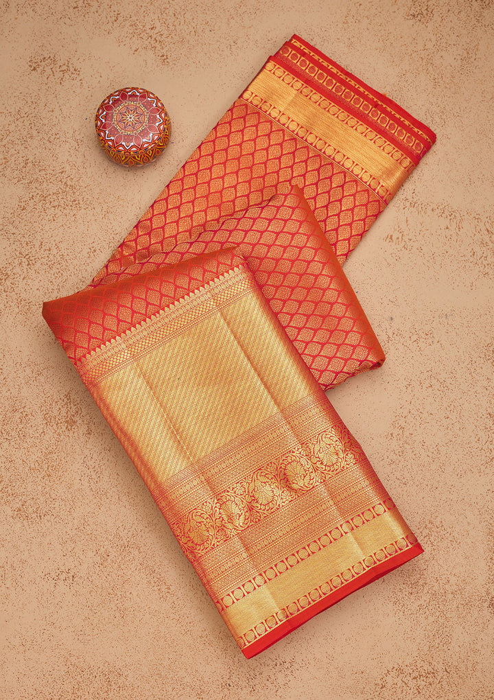Peach Zariwork Pure Silk Saree