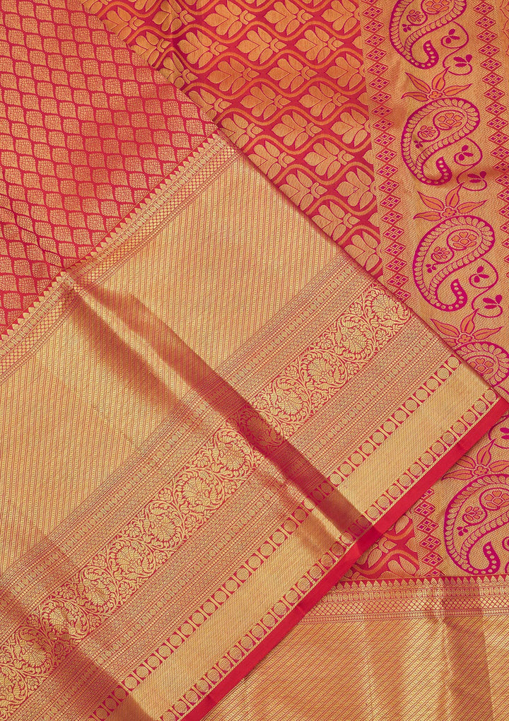 Peach Zariwork Pure Silk Saree