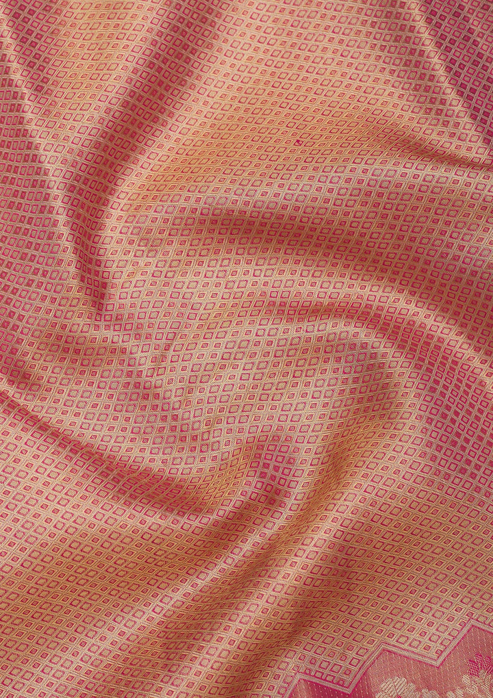 Peach Zariwork Pure Silk Saree