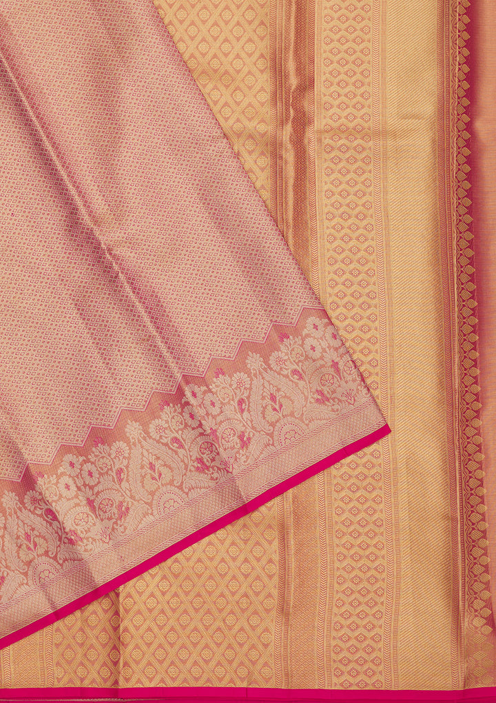 Peach Zariwork Pure Silk Saree
