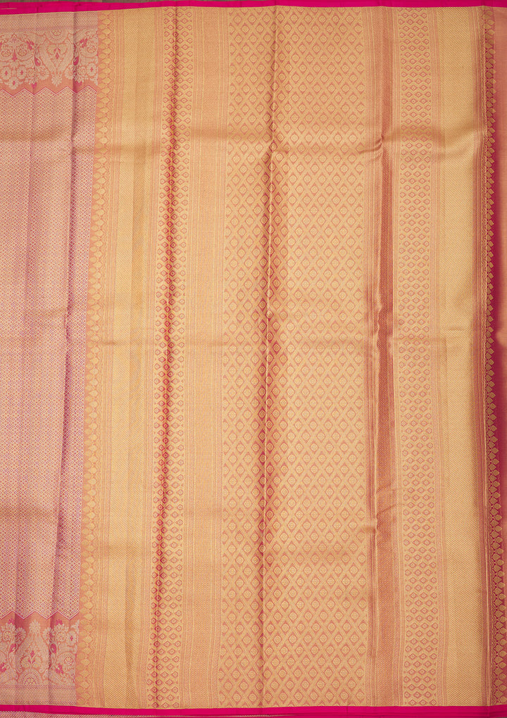 Peach Zariwork Pure Silk Saree