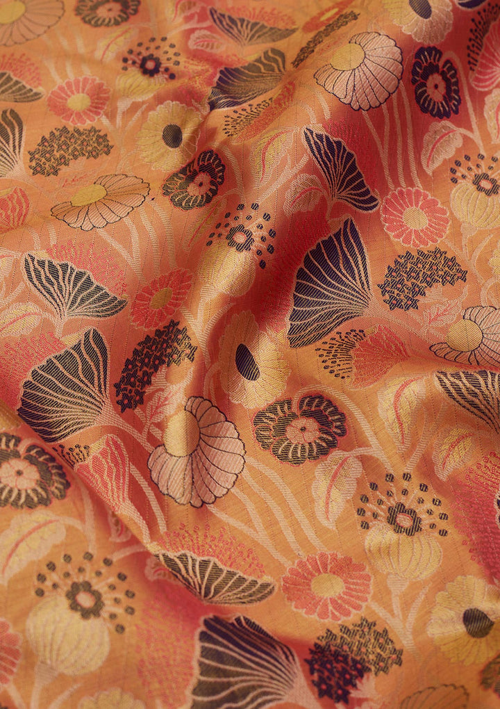 Peach Zariwork Pure Silk Saree