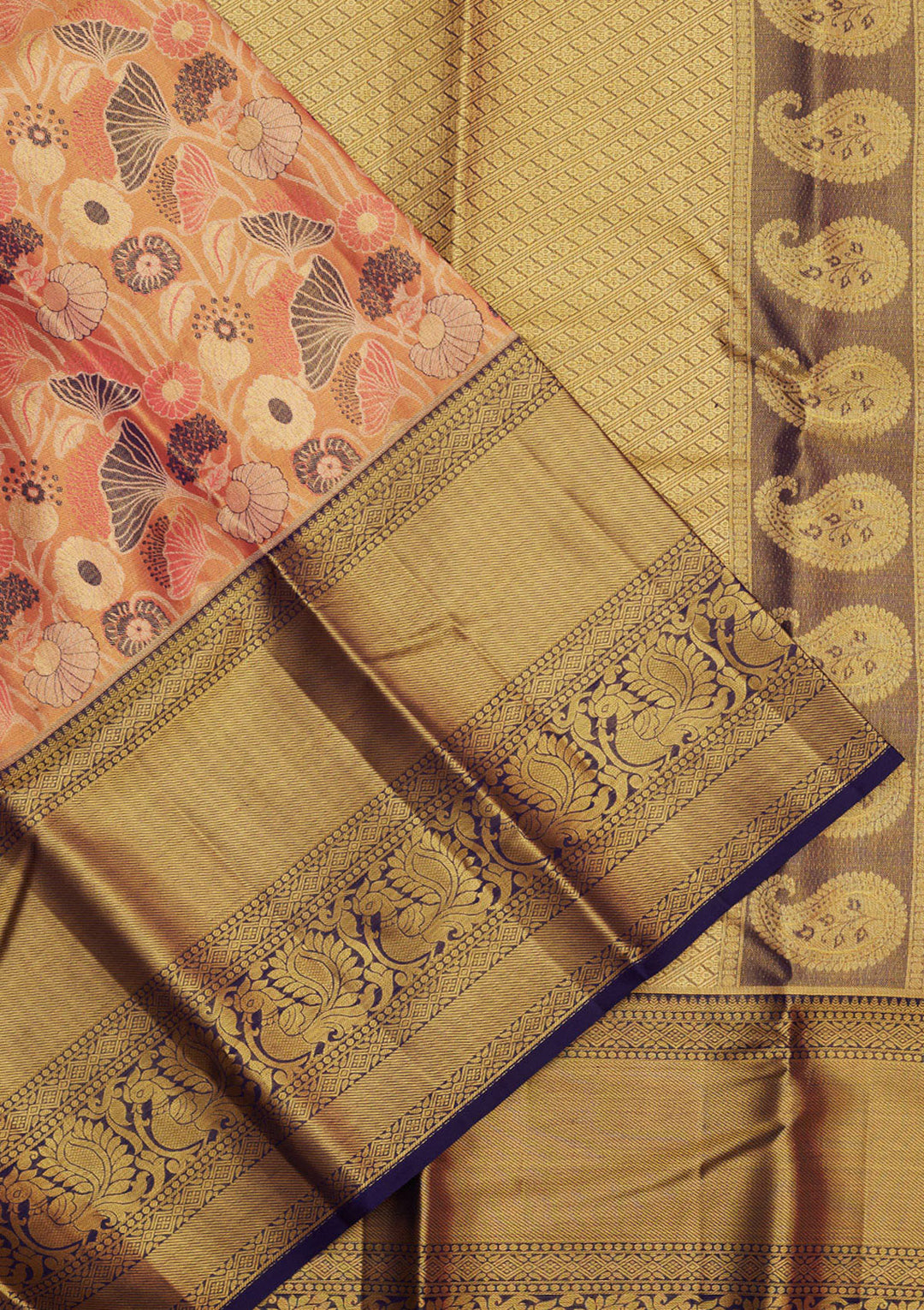 Peach Zariwork Pure Silk Saree
