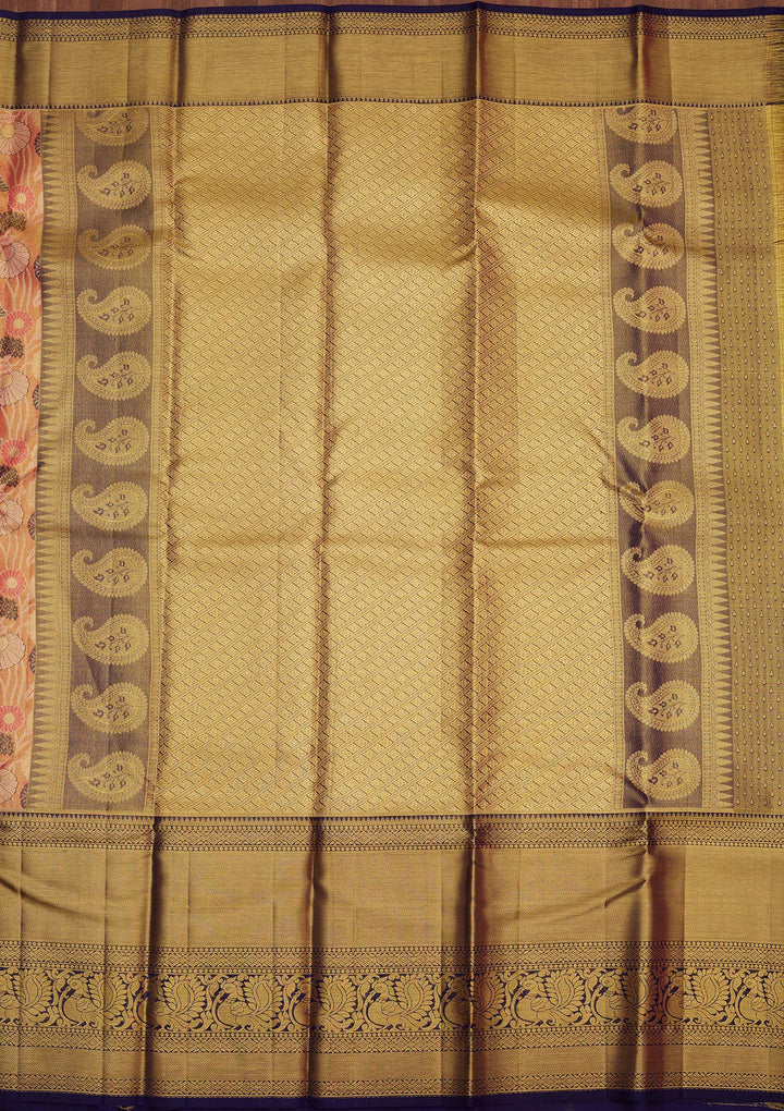 Peach Zariwork Pure Silk Saree