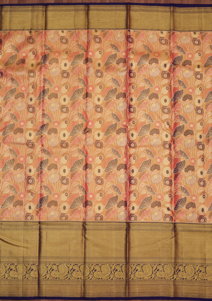 Peach Zariwork Pure Silk Saree