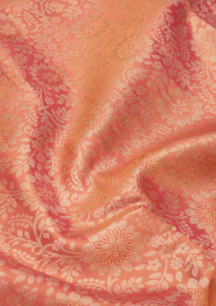 Peach Zariwork Pure Silk Saree