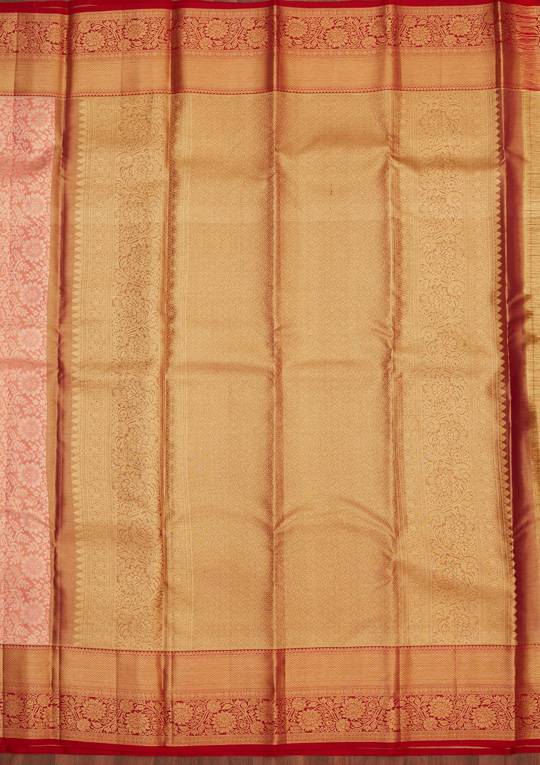 Peach Zariwork Pure Silk Saree