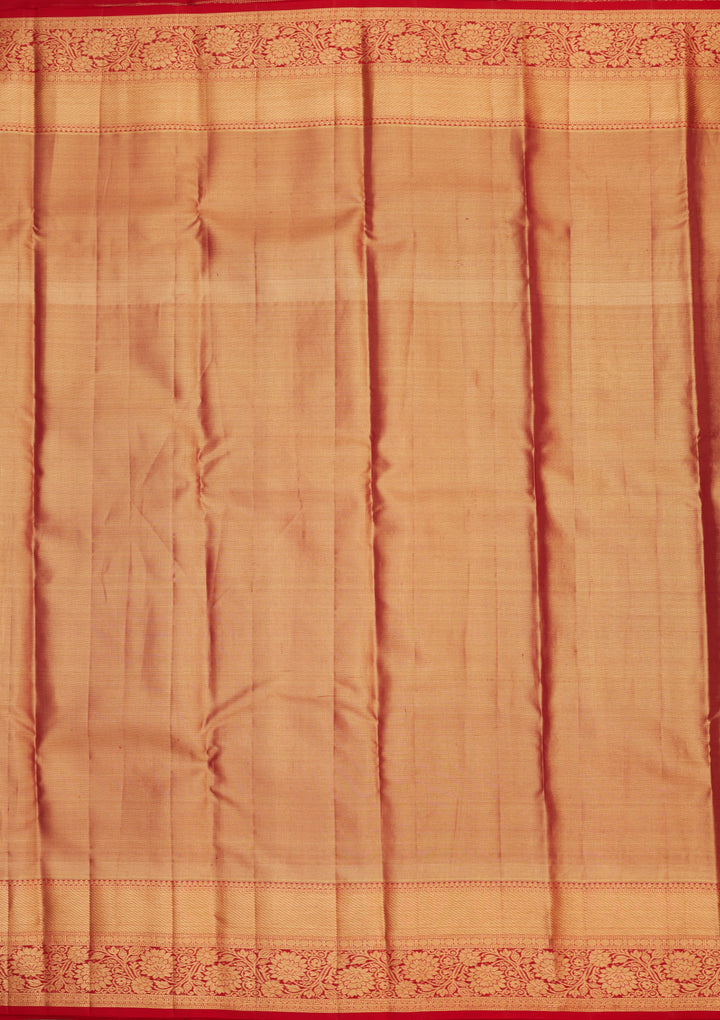 Peach Zariwork Pure Silk Saree