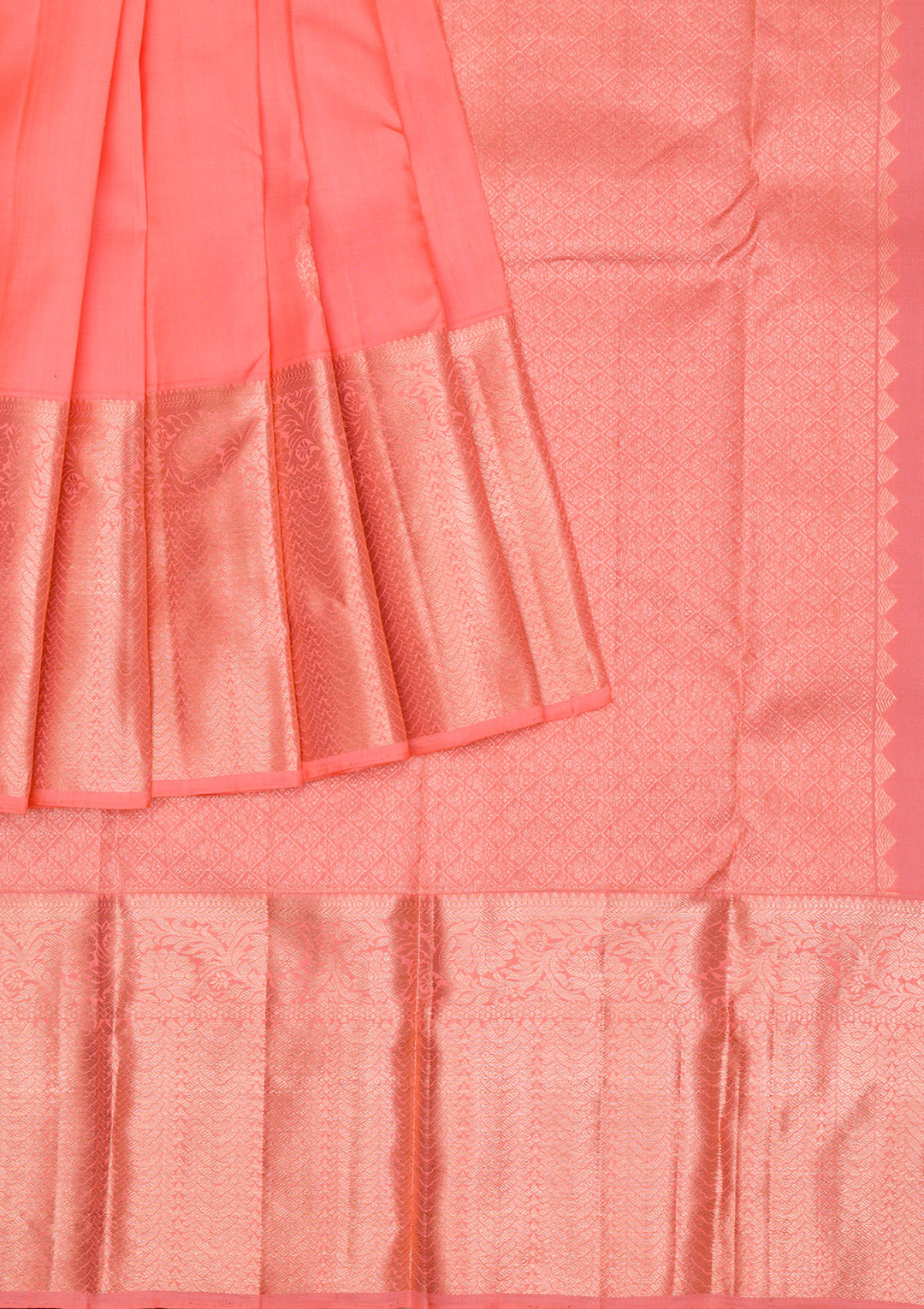 Peach Gold Zariwork Pure Silk Saree