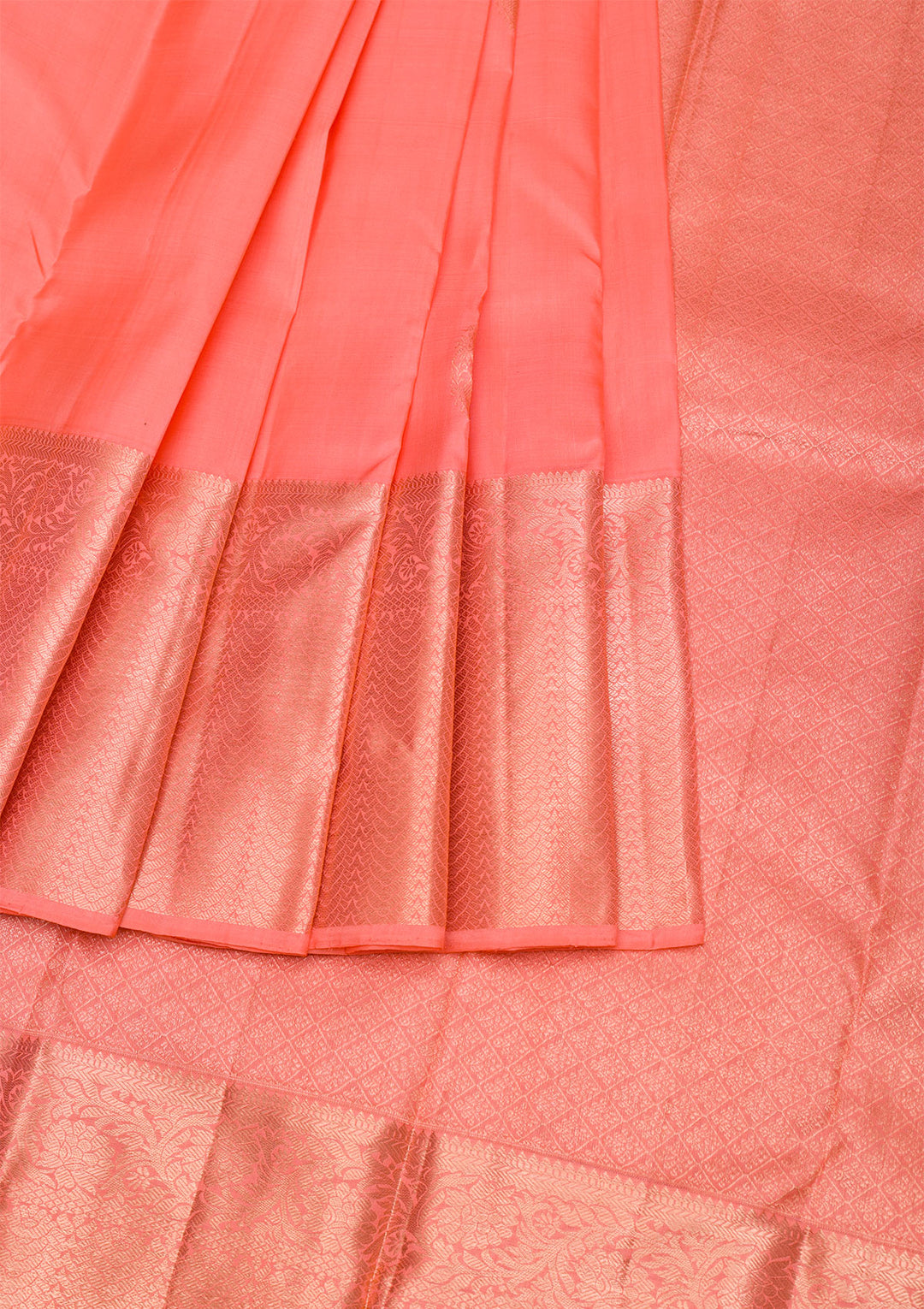 Peach Gold Zariwork Pure Silk Saree