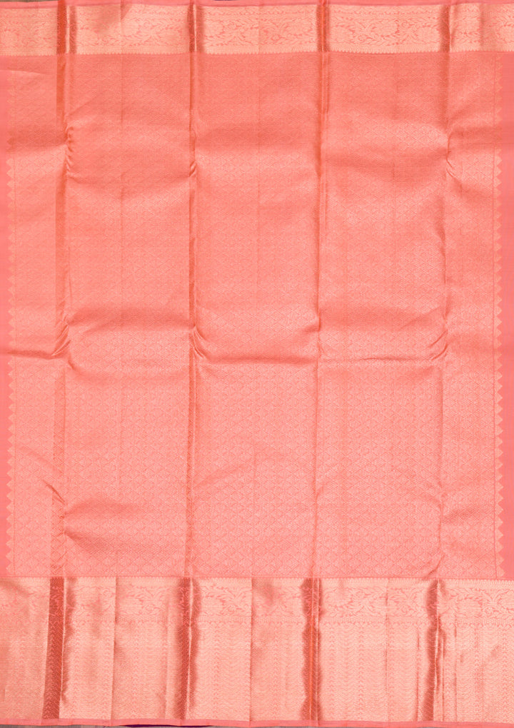 Peach Gold Zariwork Pure Silk Saree