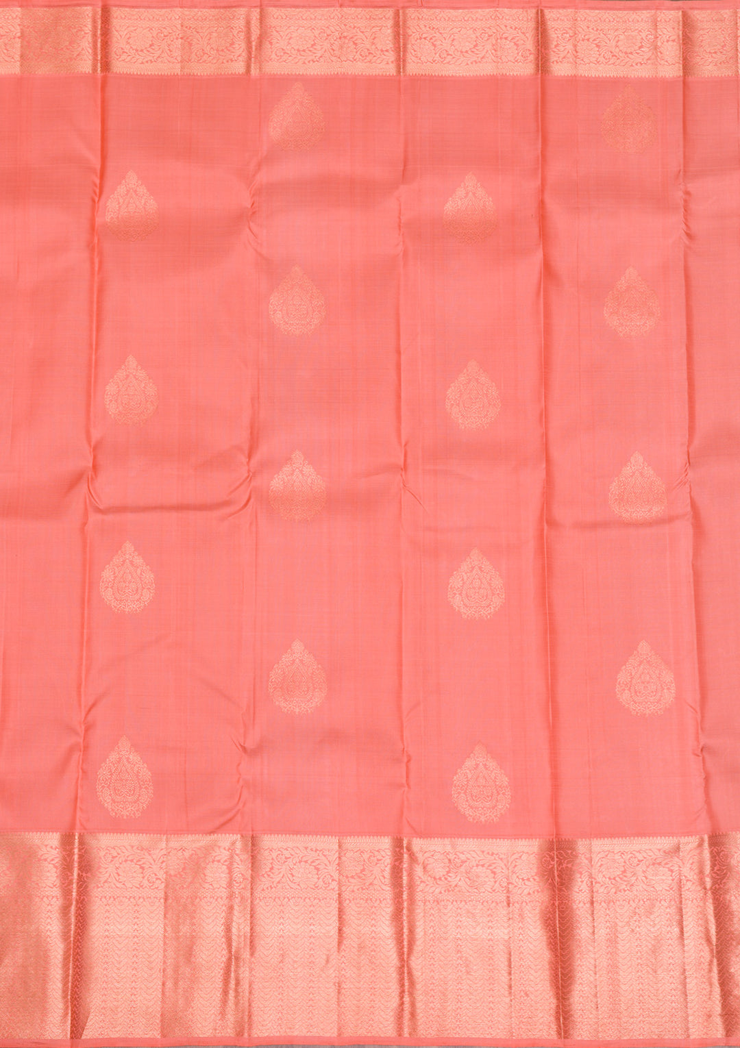 Peach Gold Zariwork Pure Silk Saree