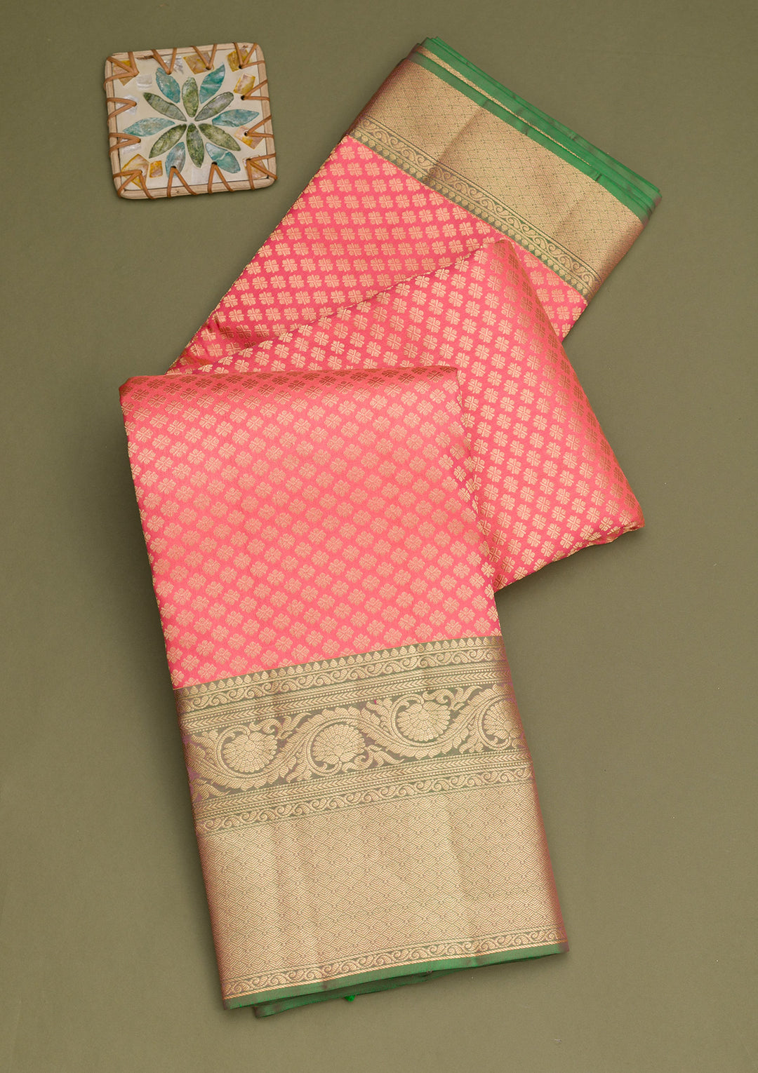 Peach Zariwork Pure Silk Saree
