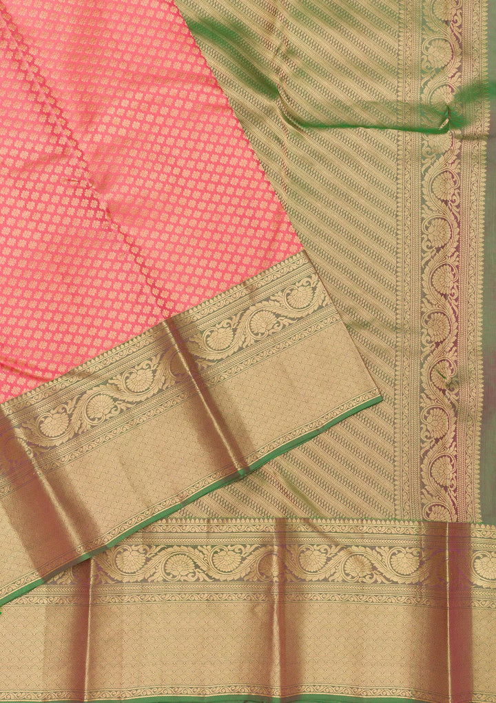 Peach Zariwork Pure Silk Saree