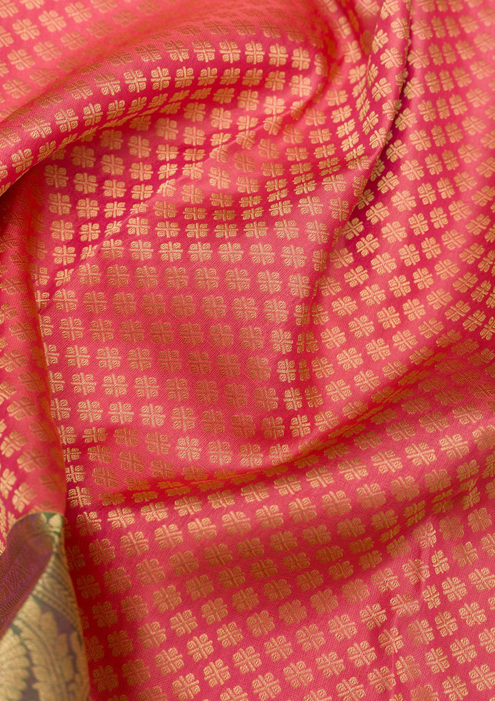 Peach Zariwork Pure Silk Saree