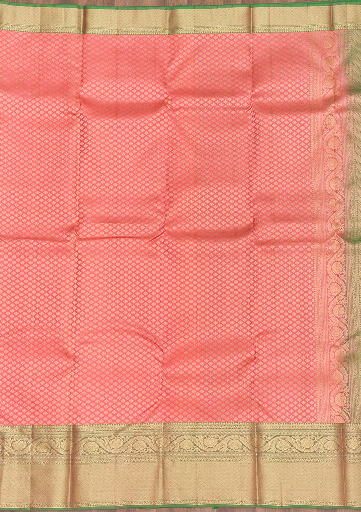 Peach Zariwork Pure Silk Saree