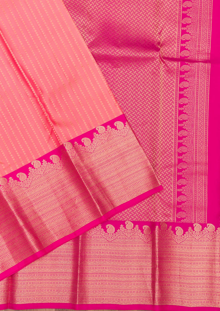 Peach Zariwork Kanjivaram Pure Silk Saree