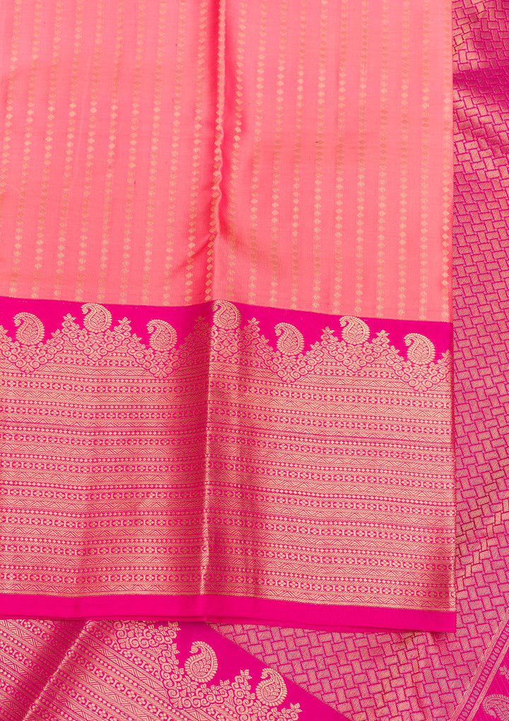 Peach Zariwork Kanjivaram Pure Silk Saree