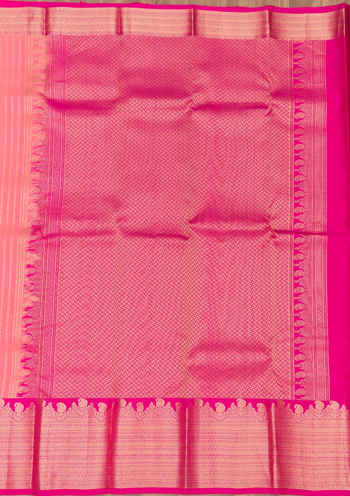 Peach Zariwork Kanjivaram Pure Silk Saree