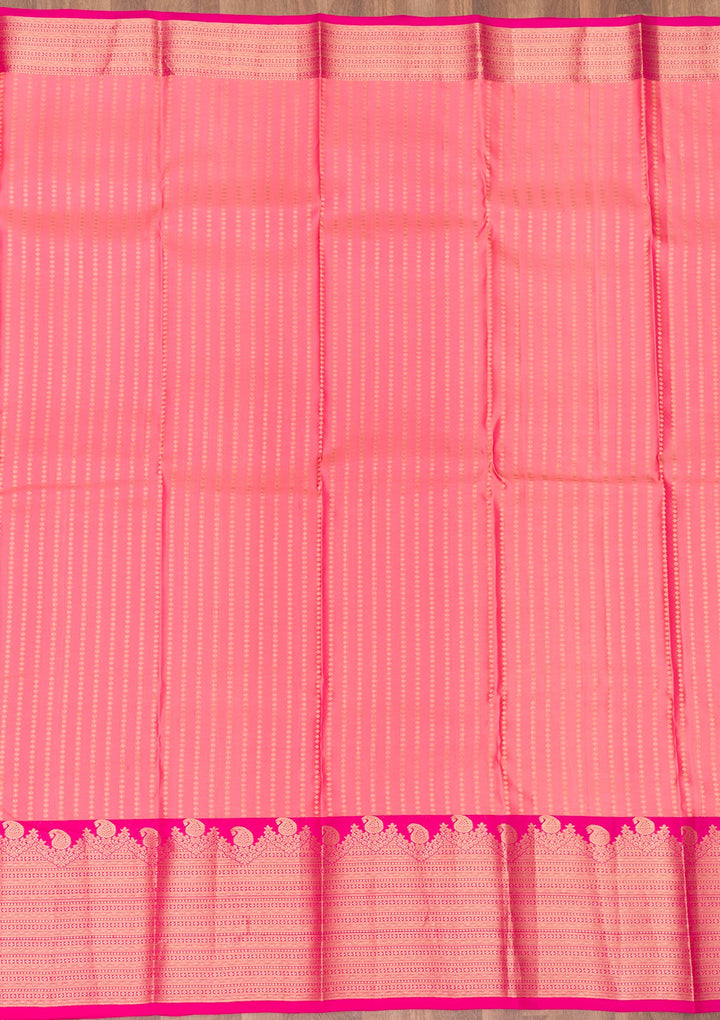 Peach Zariwork Kanjivaram Pure Silk Saree