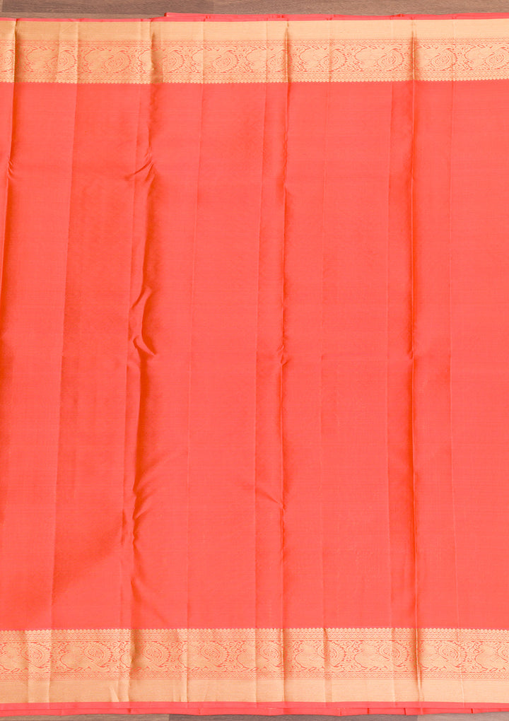 Peach Zariwork Pure Silk Saree-Koskii