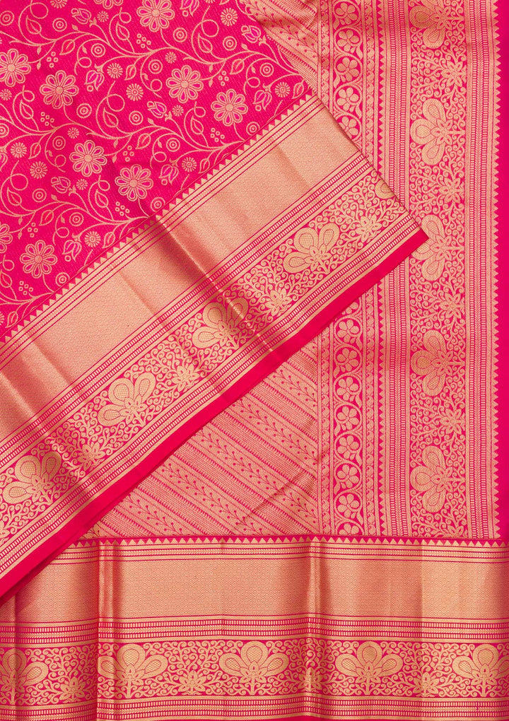 Peach Zariwork Banarasi Pure Silk Saree