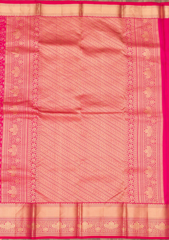 Peach Zariwork Banarasi Pure Silk Saree
