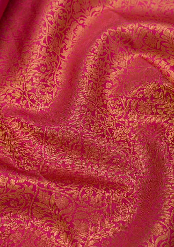 Peach Zariwork Banarasi Pure Silk Saree