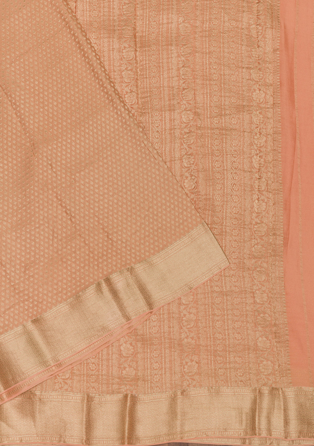 Peach Zariwork Banarasi Pure Silk Saree
