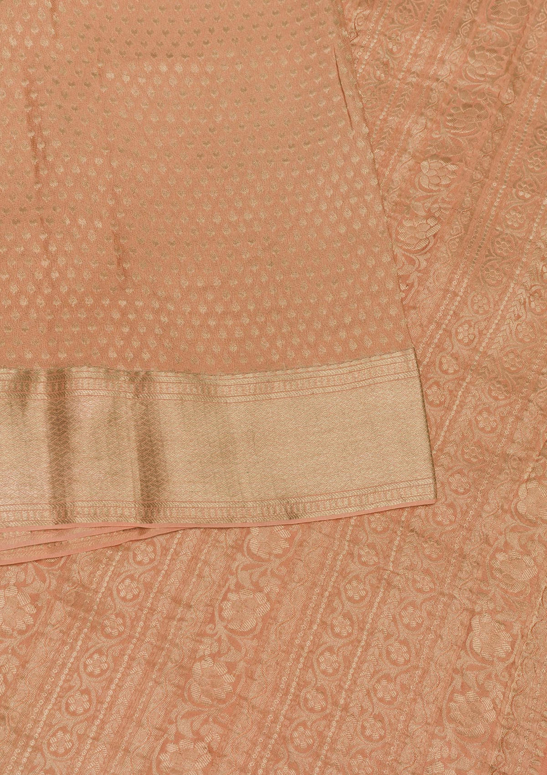 Peach Zariwork Banarasi Pure Silk Saree