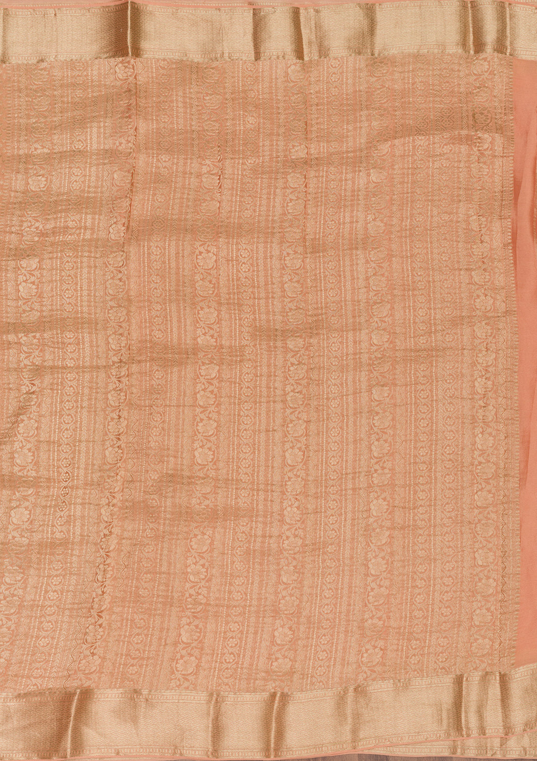 Peach Zariwork Banarasi Pure Silk Saree