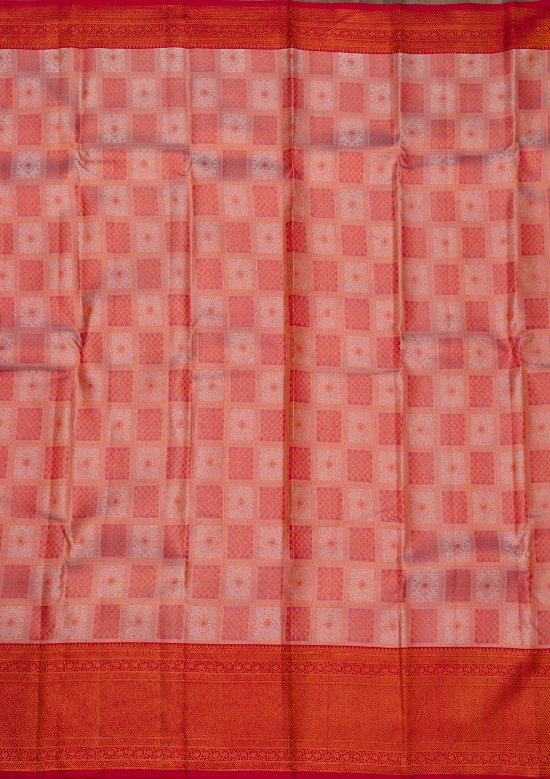 Peach Zariwork Pure Silk Saree