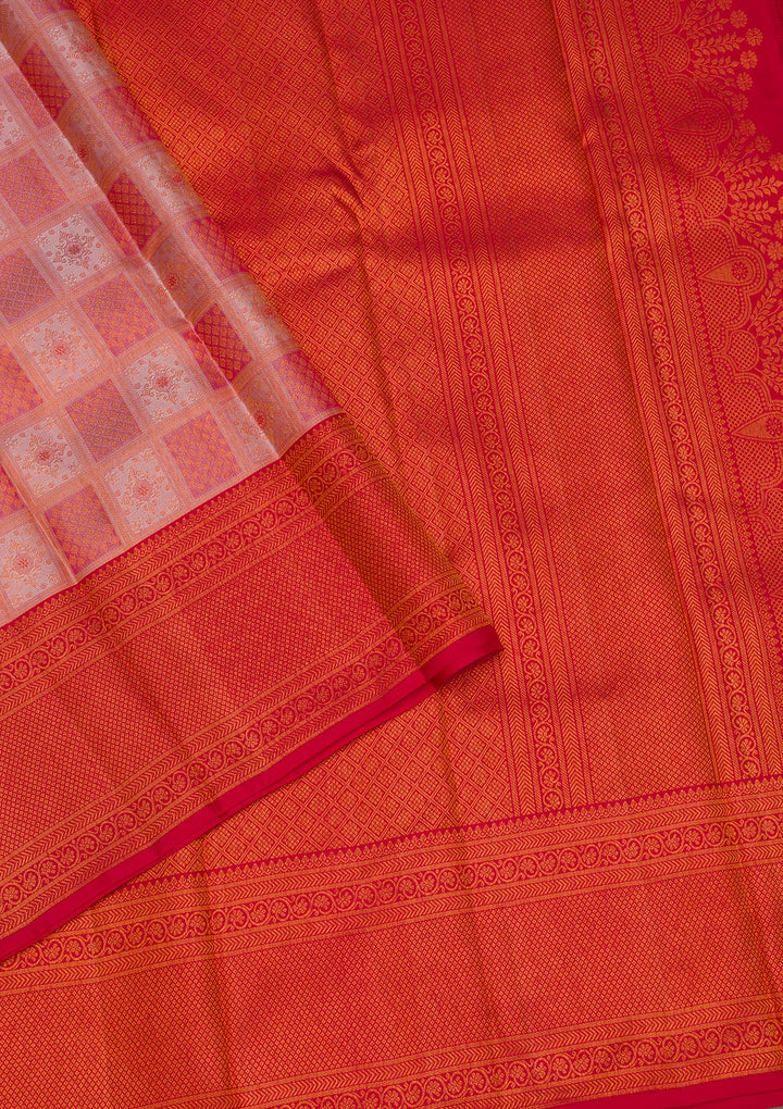 Peach Zariwork Pure Silk Saree