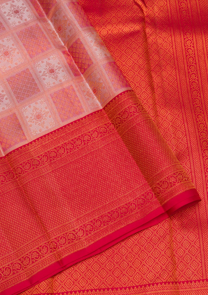 Peach Zariwork Pure Silk Saree