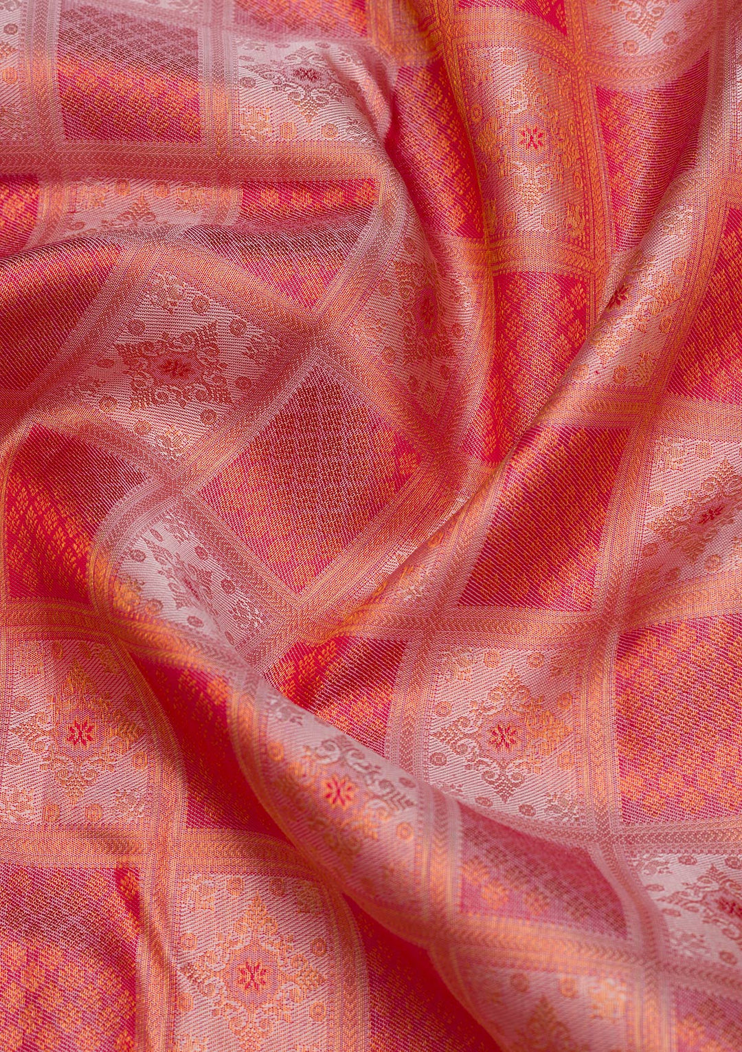 Peach Zariwork Pure Silk Saree