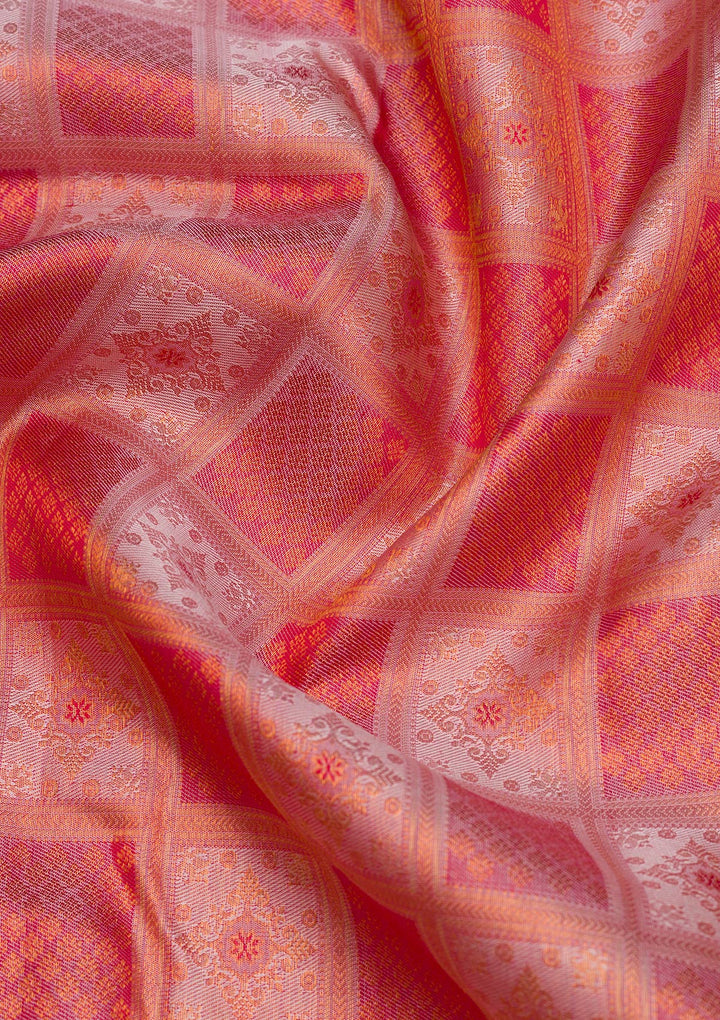 Peach Zariwork Pure Silk Saree