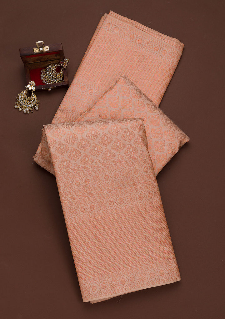 Peach Zariwork Kanjivaram Pure Silk Saree