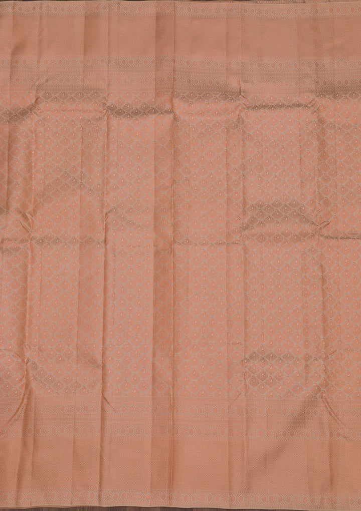 Peach Zariwork Kanjivaram Pure Silk Saree
