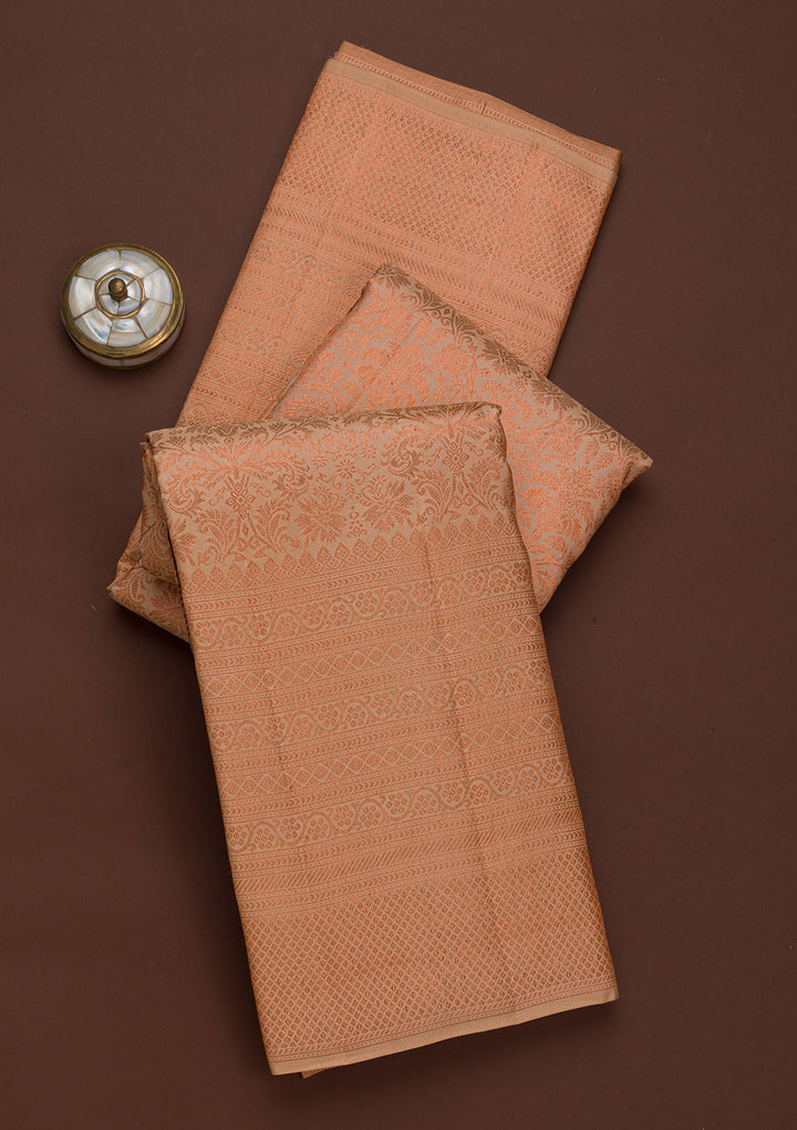 Peach Zariwork Pure Silk Saree