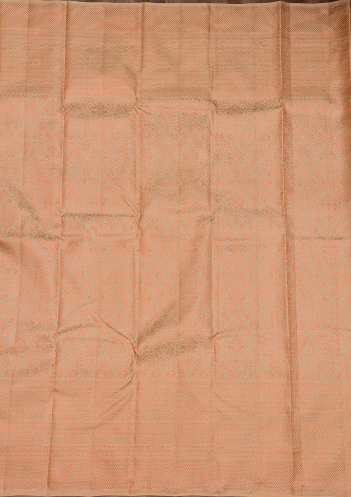 Peach Zariwork Pure Silk Saree