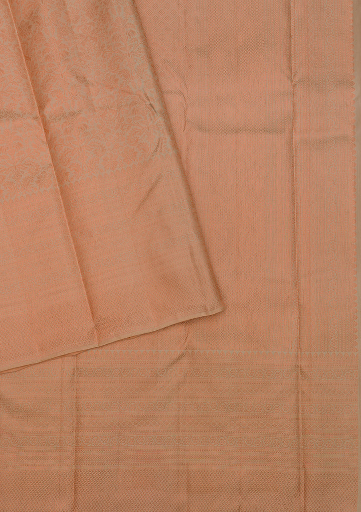 Peach Zariwork Pure Silk Saree