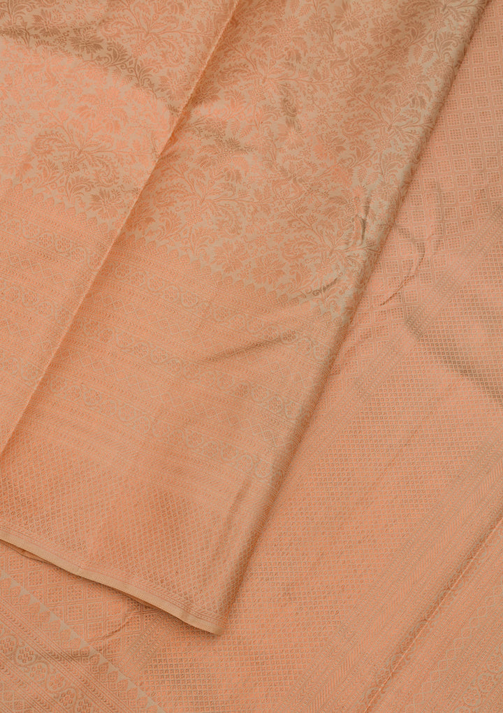 Peach Zariwork Pure Silk Saree